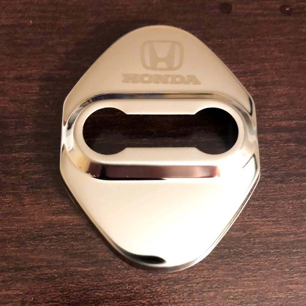 Honda Civic Accord CR-V Stainless Steel Door Lock Door Striker Cover Set of 4 - Picture 3 of 10